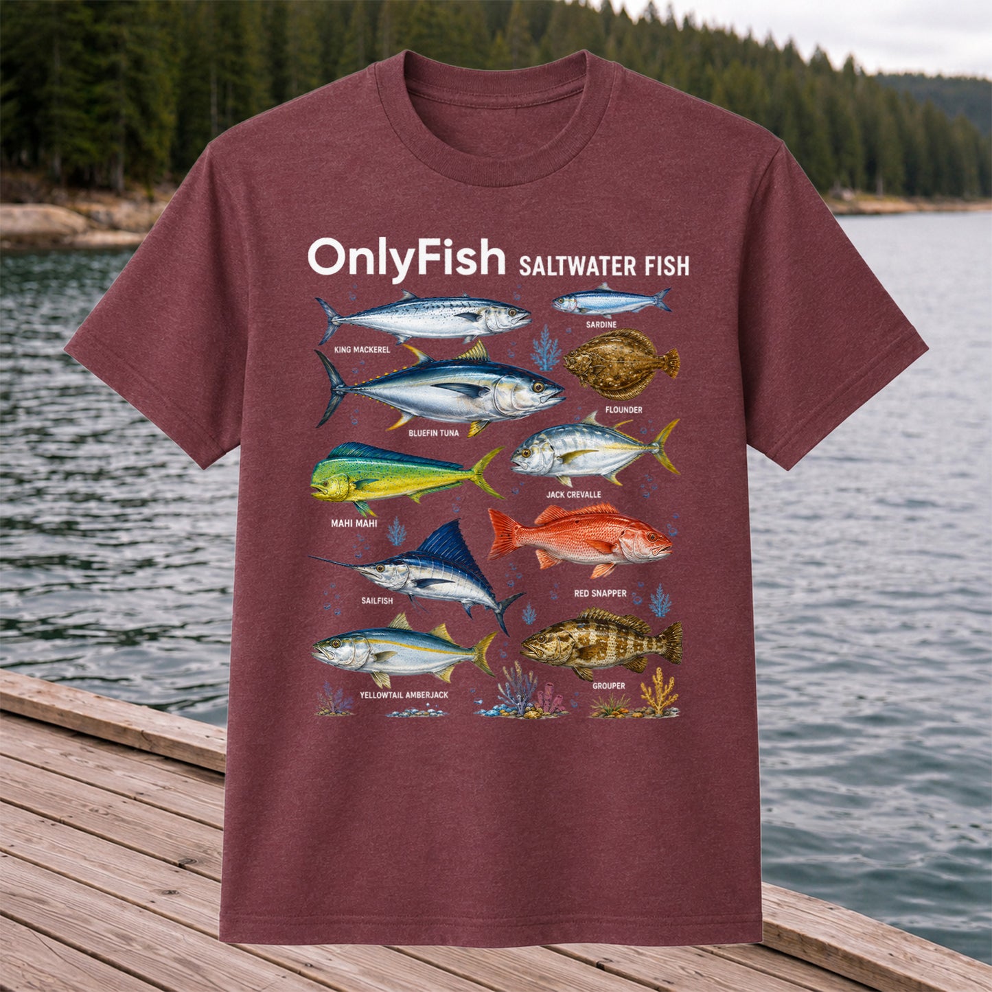 OnlyFish Saltwater Fish Identification T-Shirt