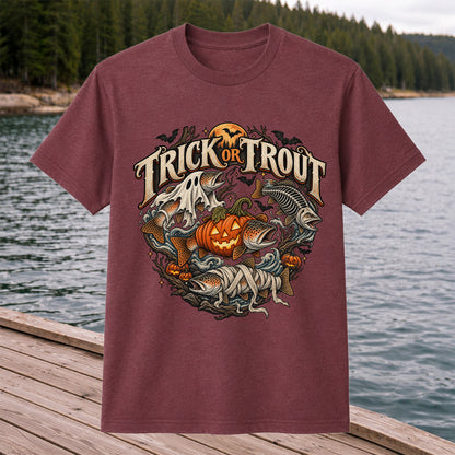 Trick or Trout Haunted Fish Halloween Fishing T-Shirt