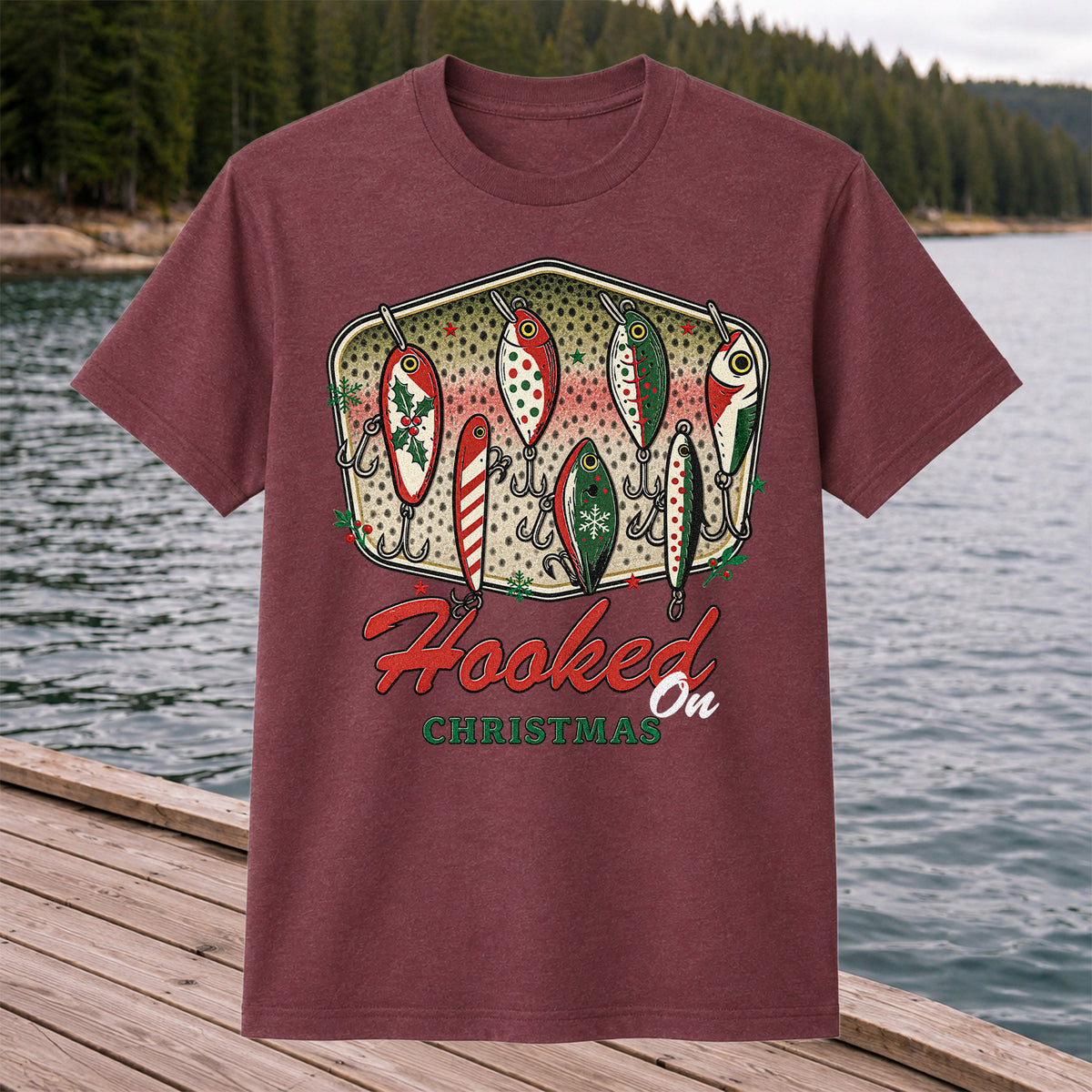 Christmas Fishing Lures Graphic T-Shirt