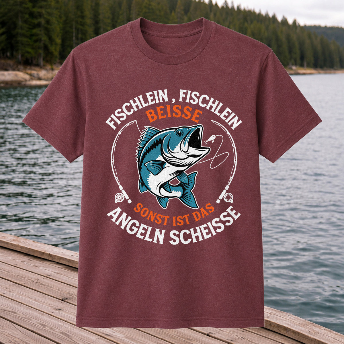 Fischlein Fischlein Beisse Funny Fishing Graphic T-Shirt