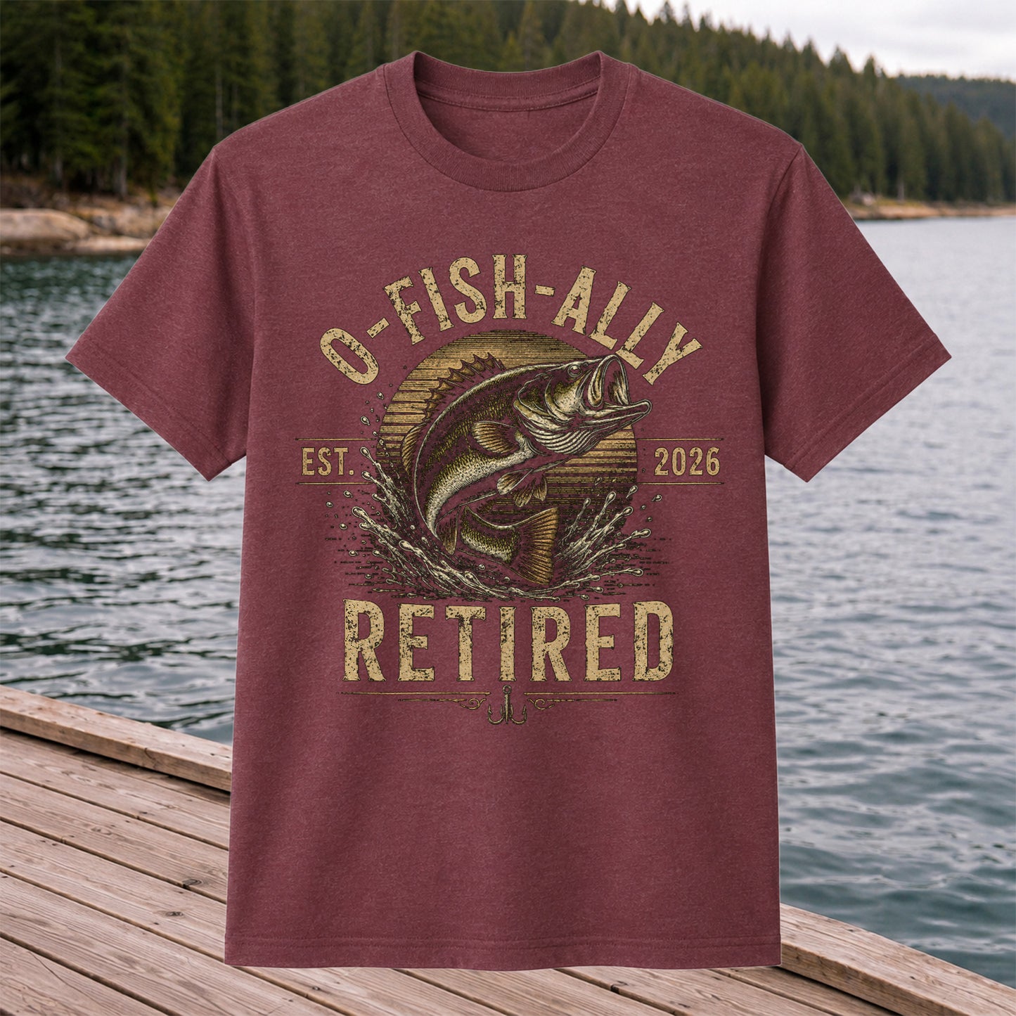 O-Fish-Ally Retired Bass Fishing T-Shirt