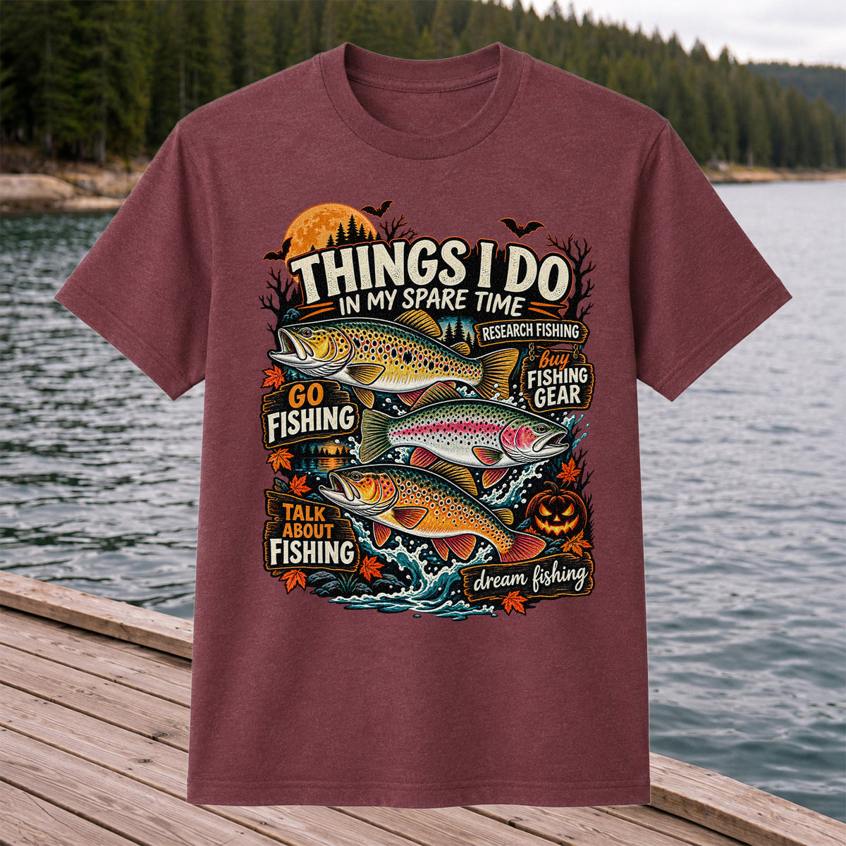 Things I Do in My Spare Time Halloween Trout Fishing T-Shirt