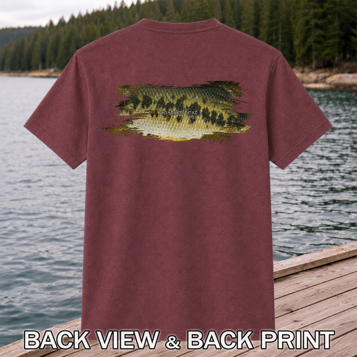 Custom Text Bass Fishing Graphic T-Shirt | Back Print