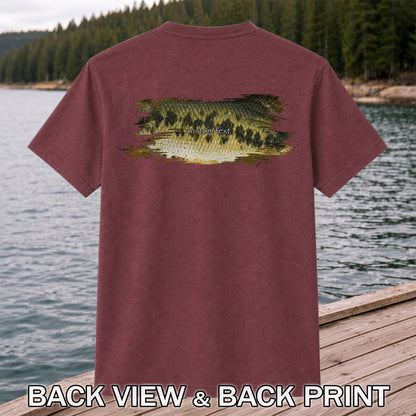 Custom Text Bass Fishing Graphic T-Shirt | Back Print