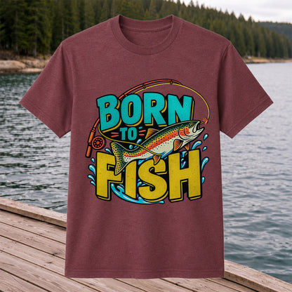 Born to Fish Rainbow Trout Fishing Graphic T-Shirt
