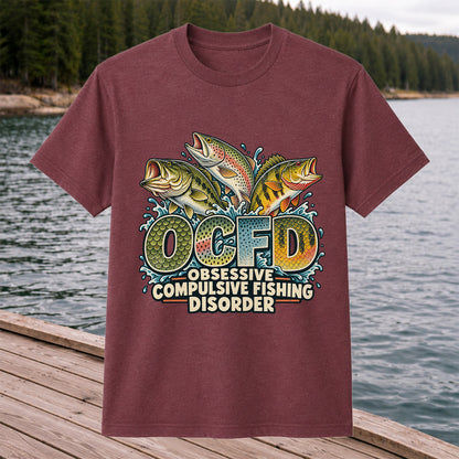OCFD Obsessive Compulsive Fishing Disorder Bass and Trout T-Shirt