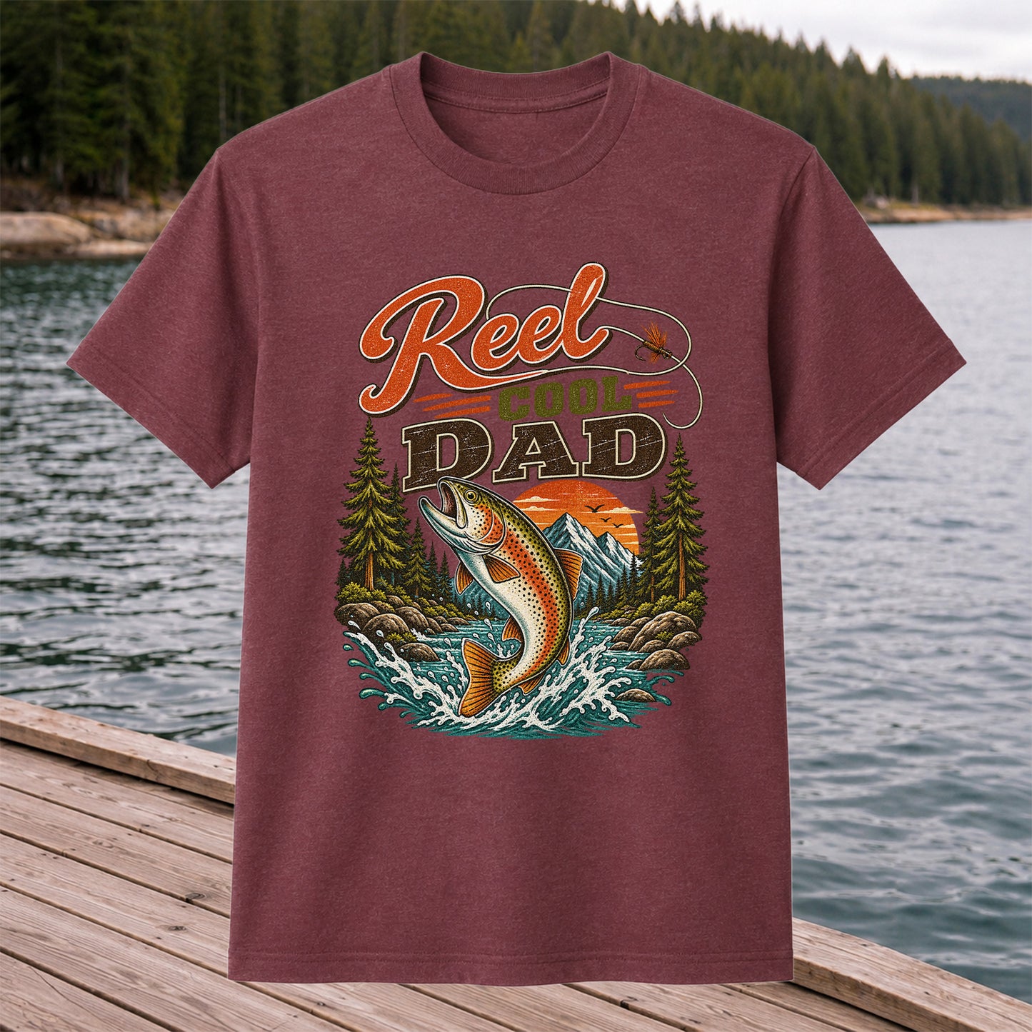 Reel Cool Dad Trout Fishing Graphic T-Shirt