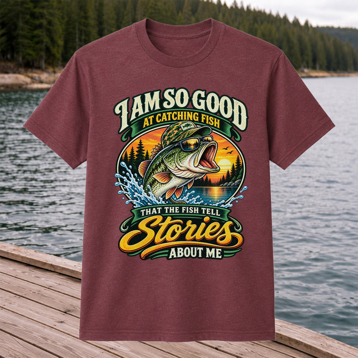 I Am So Good at Catching Fish That the Fish Tell Stories About Me Bass T-Shirt