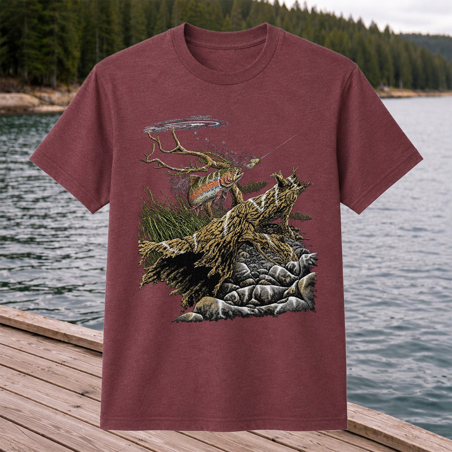 Trout Fishing T-Shirt  Fly Fishing River Tee