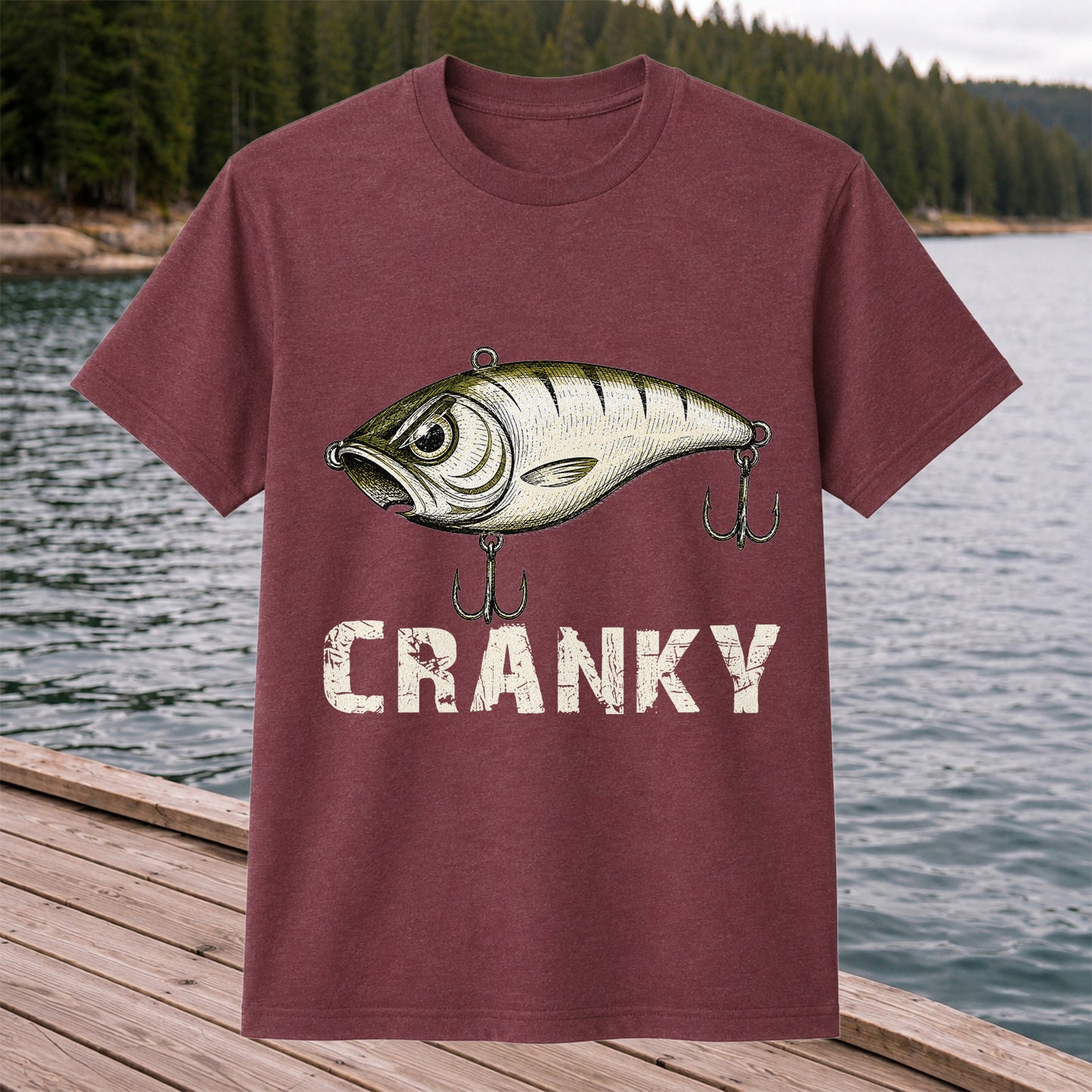 Cranky Vintage Crankbait Fishing Lure Graphic T-Shirt
