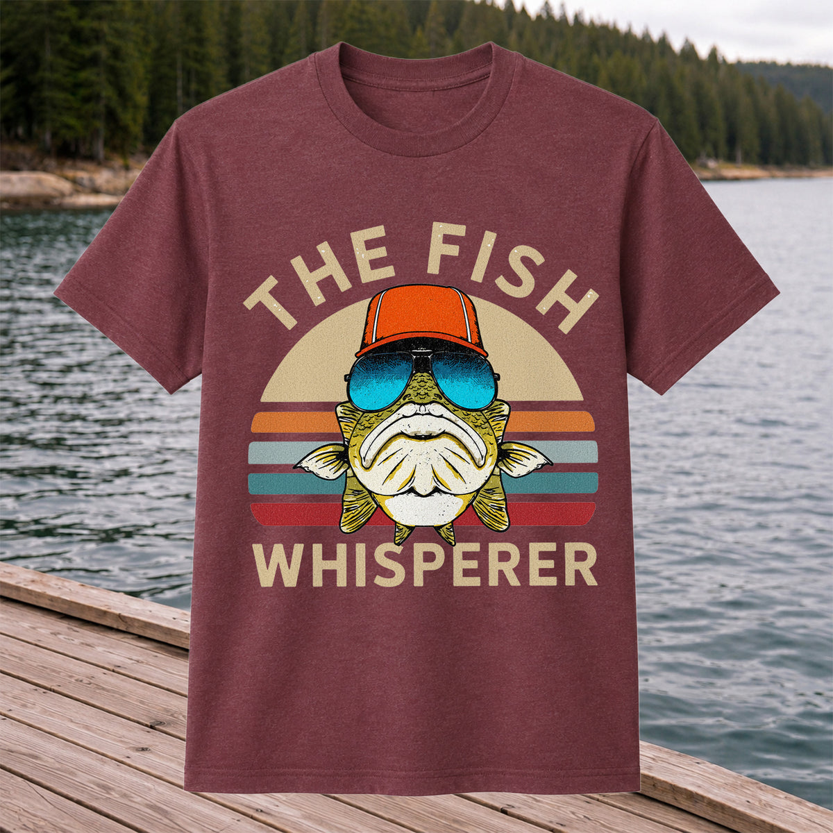 The Fish Whisperer Bass in Sunglasses Funny Fishing T-Shirt
