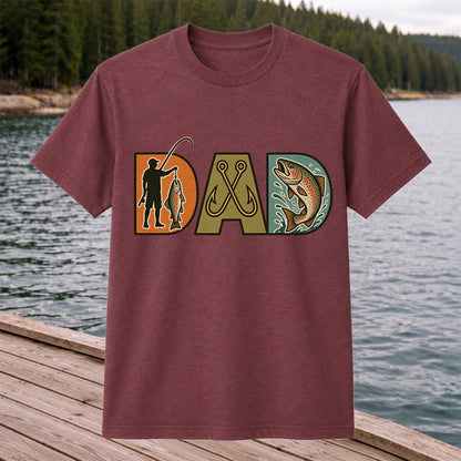 DAD Rainbow Trout and Fishing Hooks Vintage Graphic T-Shirt