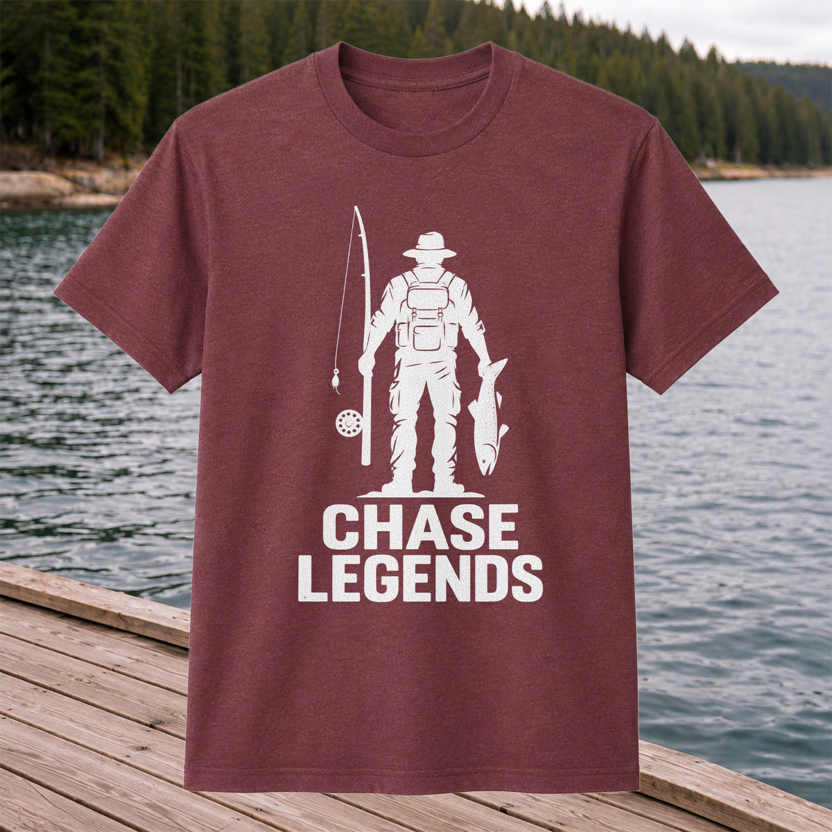 Chase Legends Fly Fishing Angler Silhouette Graphic T-Shirt