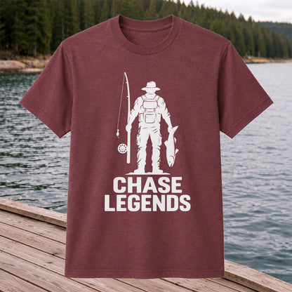 Chase Legends Fly Fishing Angler Silhouette Graphic T-Shirt