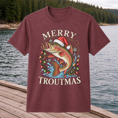 Merry Troutmas Rainbow Trout Christmas Fishing T-Shirt