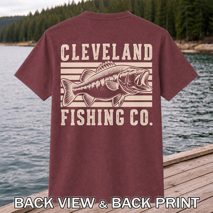 Cleveland Fishing Co Bass Fishing Graphic T-Shirt | Back Print