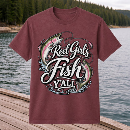 Reel Girls Fish Y'all Rainbow Trout Women's Fishing T-Shirt