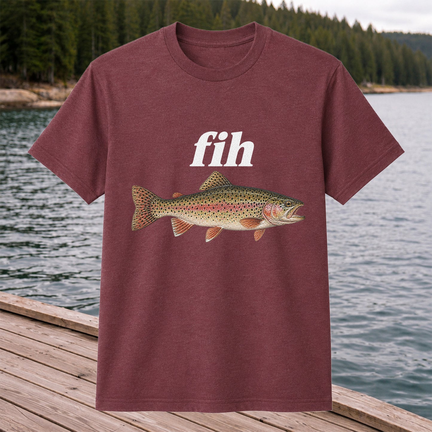 Fih Rainbow Trout Minimalist Fishing Graphic T-Shirt
