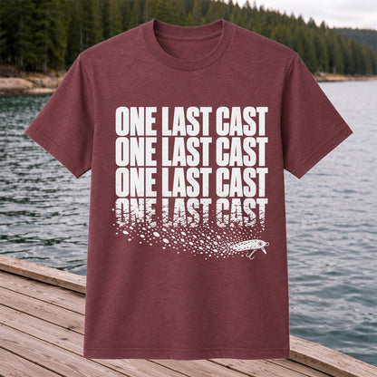 One Last Cast Repeating Fishing Lure Graphic T-Shirt