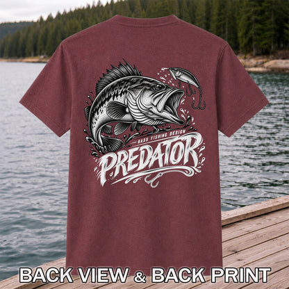 Predator Bass Fishing Design Largemouth Bass Graphic T-Shirt | Back Print