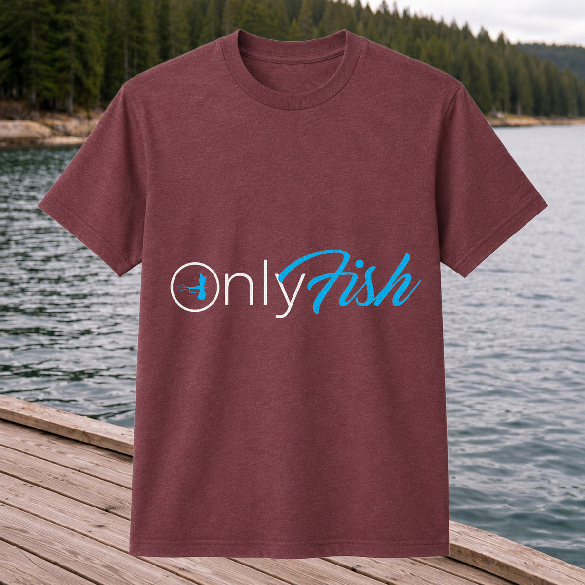 OnlyFish Fishing Hook Pun Minimalist Graphic T-Shirt