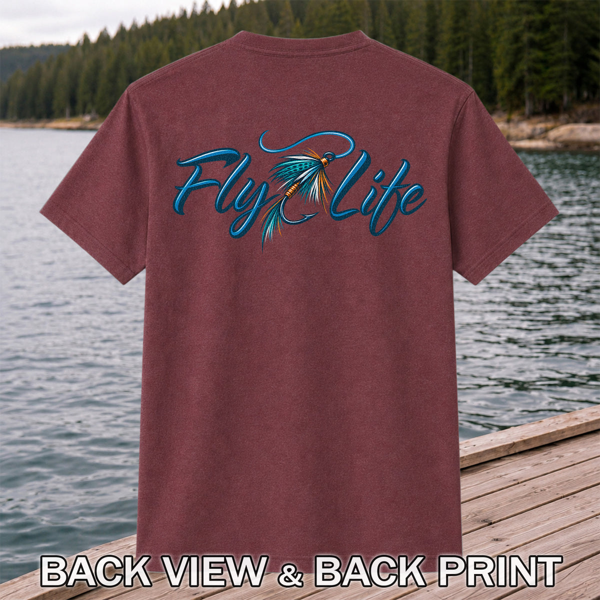 Fly Life Fishing Lure Graphic T-Shirt | Back Print