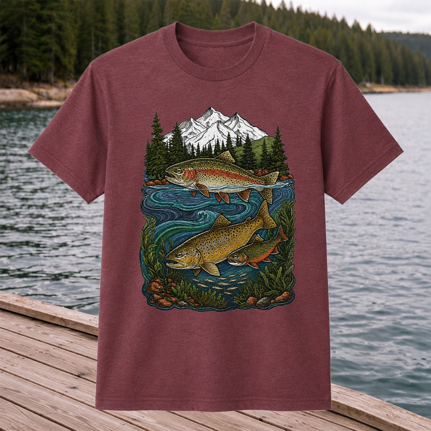 Trout Fishing T-Shirt  Mountain River Fishing Tee