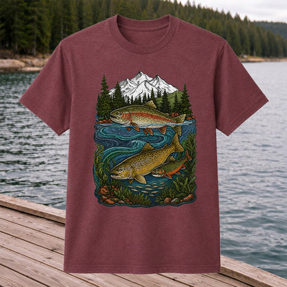 Trout Fishing T-Shirt  Mountain River Fishing Tee