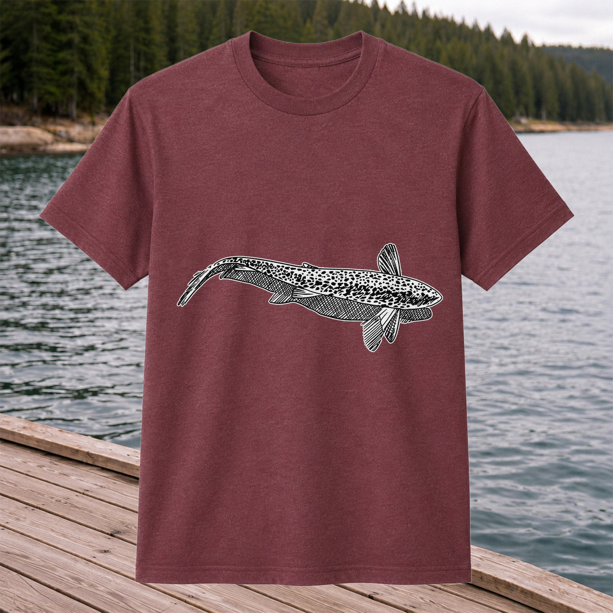 Burbot Fish Minimalist Line Art Fishing Graphic T-Shirt