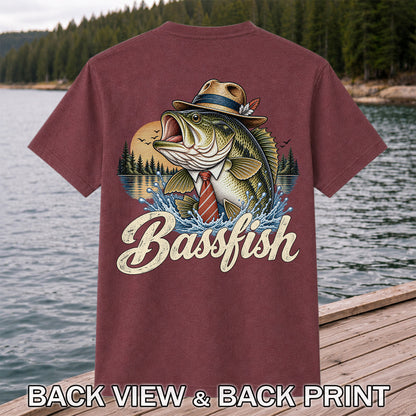 Cowboy Hat Bass Fishing Graphic T-Shirt | Back Print