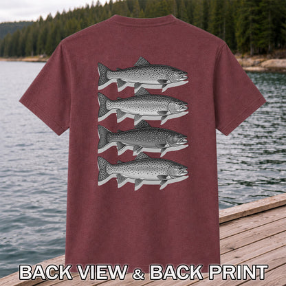 Vintage Trout Collection Freshwater Fishing Graphic T-Shirt | Back Print