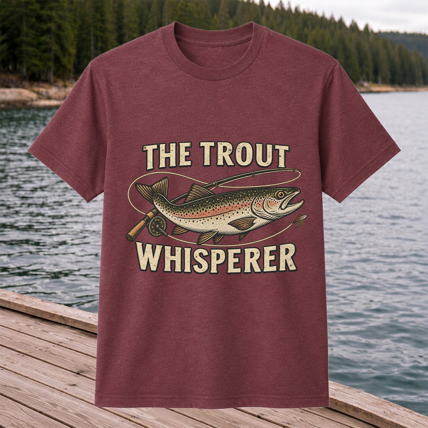 The Trout Whisperer Vintage Fly Fishing Graphic T-Shirt