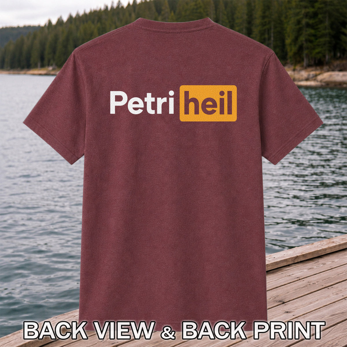 Petri Heil Fishing Logo Graphic T-Shirt | Back Print