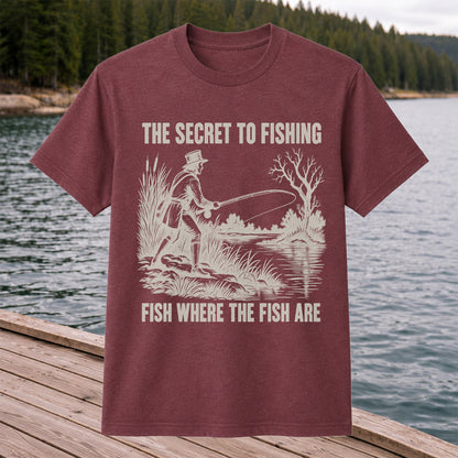 The Secret to Fishing Fish Where the Fish Are Graphic T-Shirt