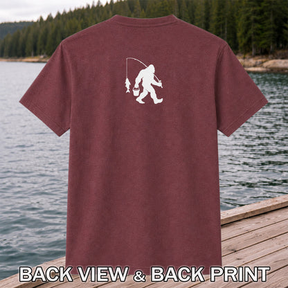 Fishing Silhouette with Catch and Bucket Graphic T-Shirt | Back Print