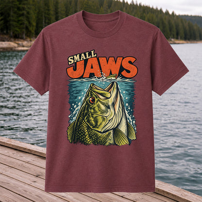 Small Jaws Bass Chasing a Fishing Lure Retro Graphic T-Shirt