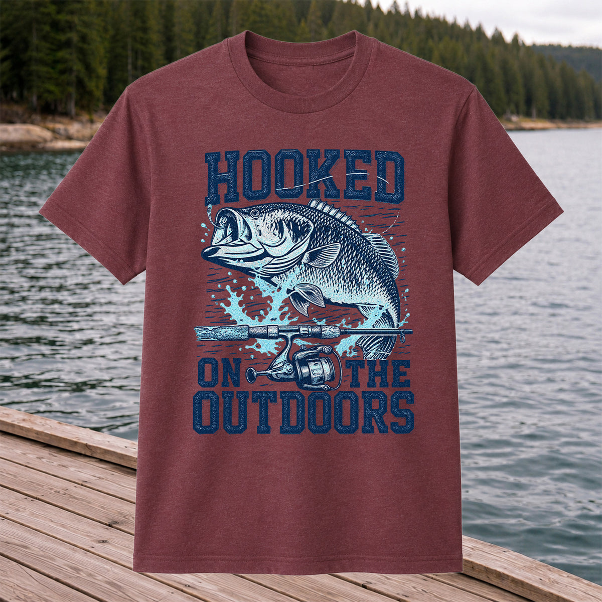 Hooked on the Outdoors Bass Fishing Graphic T-Shirt