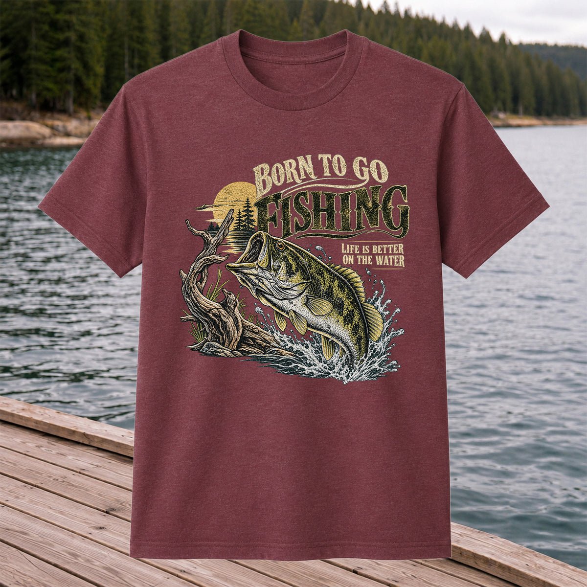 Born to Go Fishing Largemouth Bass Graphic T-Shirt