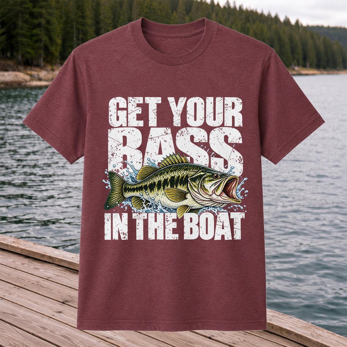 Get Your Bass in the Boat Funny Largemouth Bass Fishing T-Shirt
