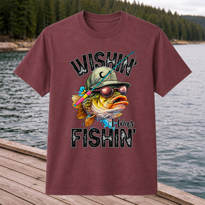 Wishin' I Was Fishin' Funny Sunfish Graphic T-Shirt