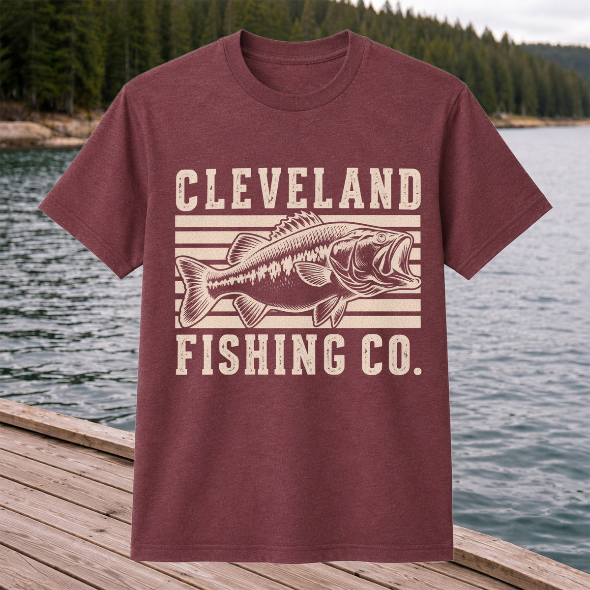 Cleveland Fishing Co Bass Fishing Graphic T-Shirt