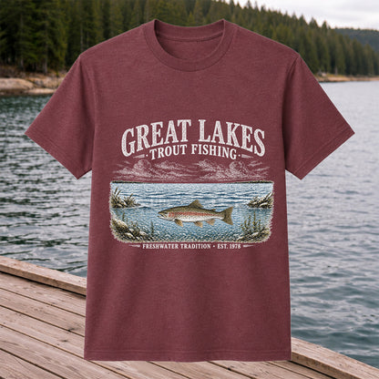 Great Lakes Trout Fishing Freshwater Tradition Est. 1978 Graphic T-Shirt