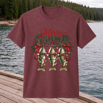 Merry Fishmas Christmas Trout Fishing Graphic T-Shirt