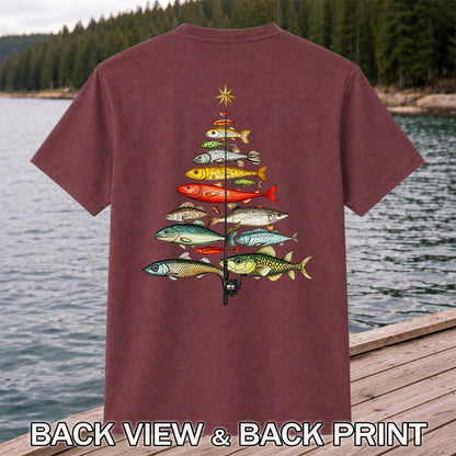 Vintage Fish Collection Fishing Rod Graphic T-Shirt | Back Print