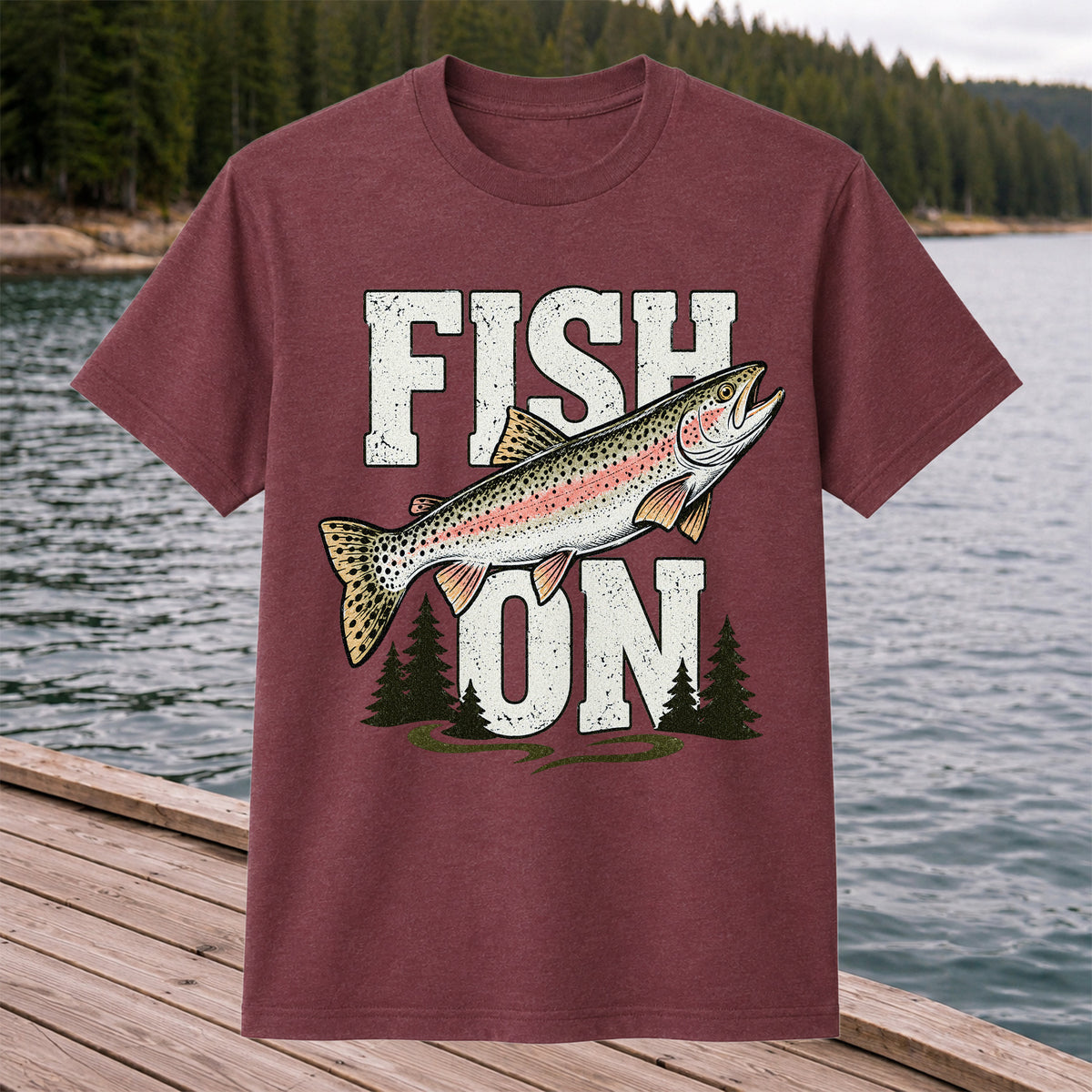 Fish On Rainbow Trout Fishing Graphic T-Shirt