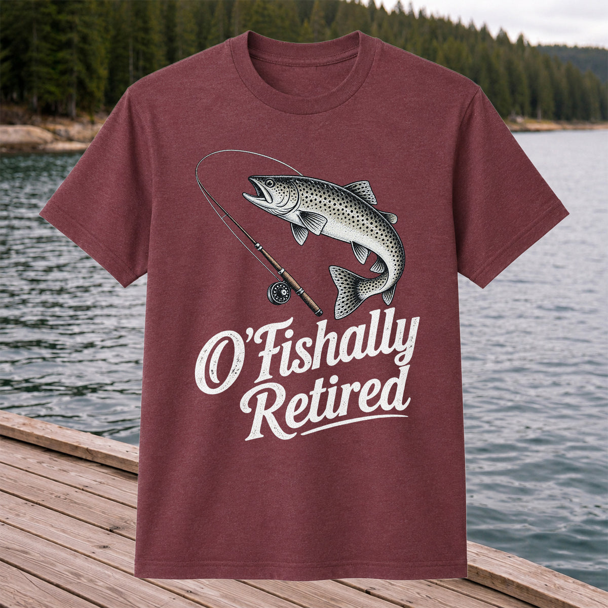 Retired Trout Fishing Rod Graphic T-Shirt