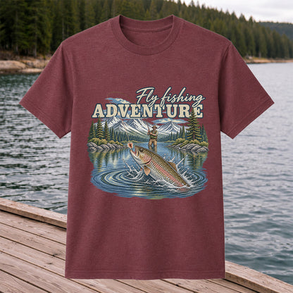 Fly Fishing Adventure Trout Mountain Lake Graphic T-Shirt