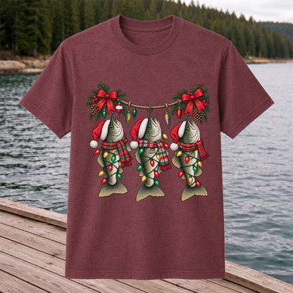 Christmas Fish Ornament Fishing Graphic T-Shirt
