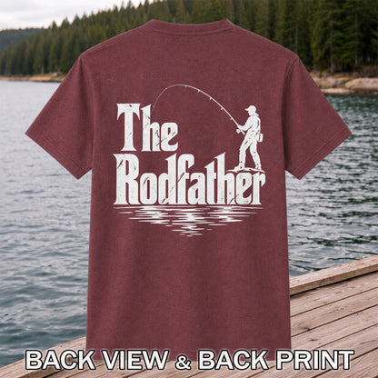 The Rodfather Funny Fishing Graphic T-Shirt | Back Print