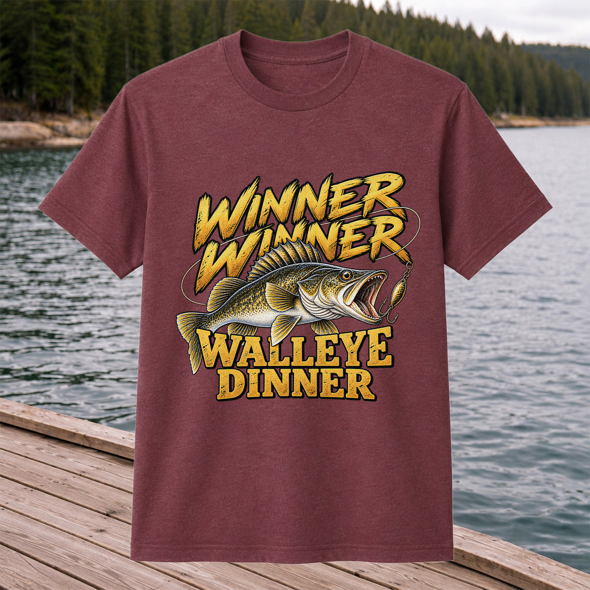 Winner Winner Walleye Dinner Funny Fishing Graphic T-Shirt
